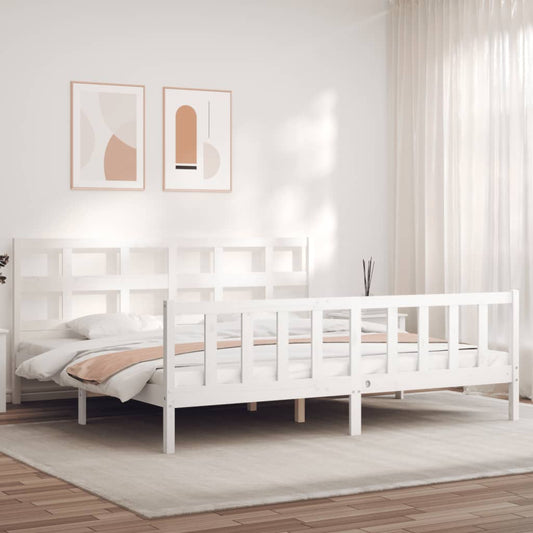 Bed Frame without Mattress White 200x200 cm Solid Wood Pine