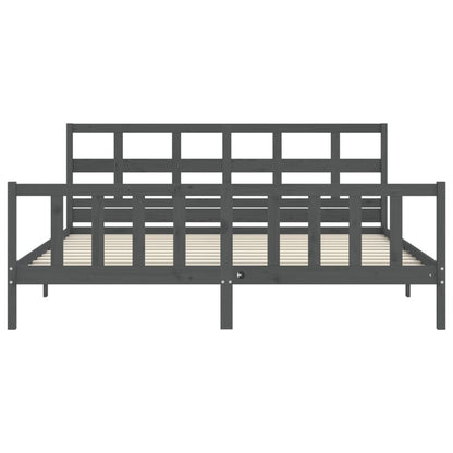 Bed Frame without Mattress Grey 200x200 cm Solid Wood Pine