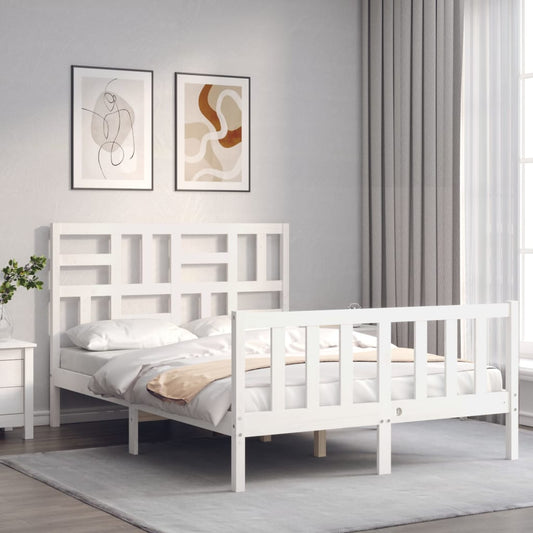 Bed Frame without Mattress White 140x190 cm Solid Wood Pine