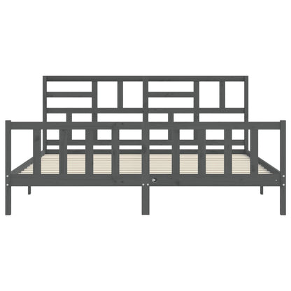 Bed Frame without Mattress Grey 200x200 cm Solid Wood Pine