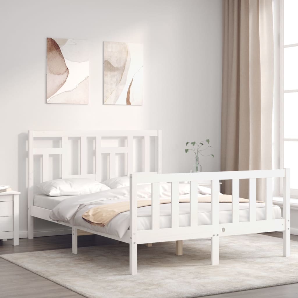 Bed Frame without Mattress White 140x190 cm Solid Wood Pine