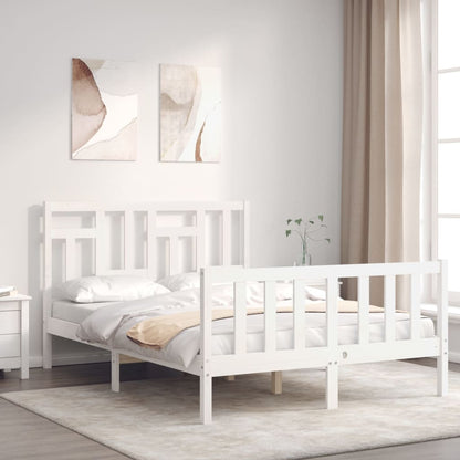 Bed Frame without Mattress White 140x190 cm Solid Wood Pine