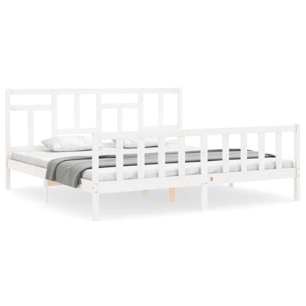 Bed Frame without Mattress White 200x200 cm Solid Wood Pine