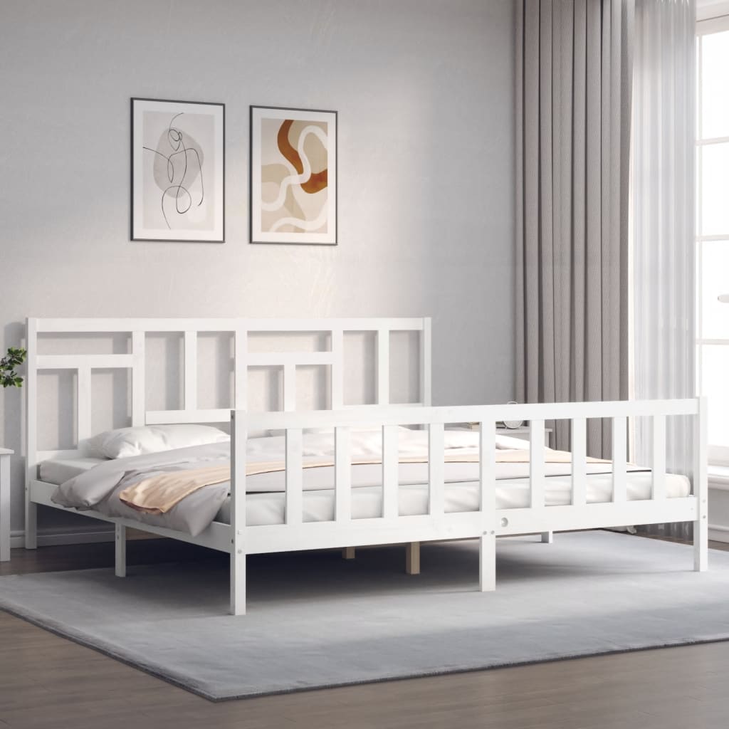 Bed Frame without Mattress White 200x200 cm Solid Wood Pine