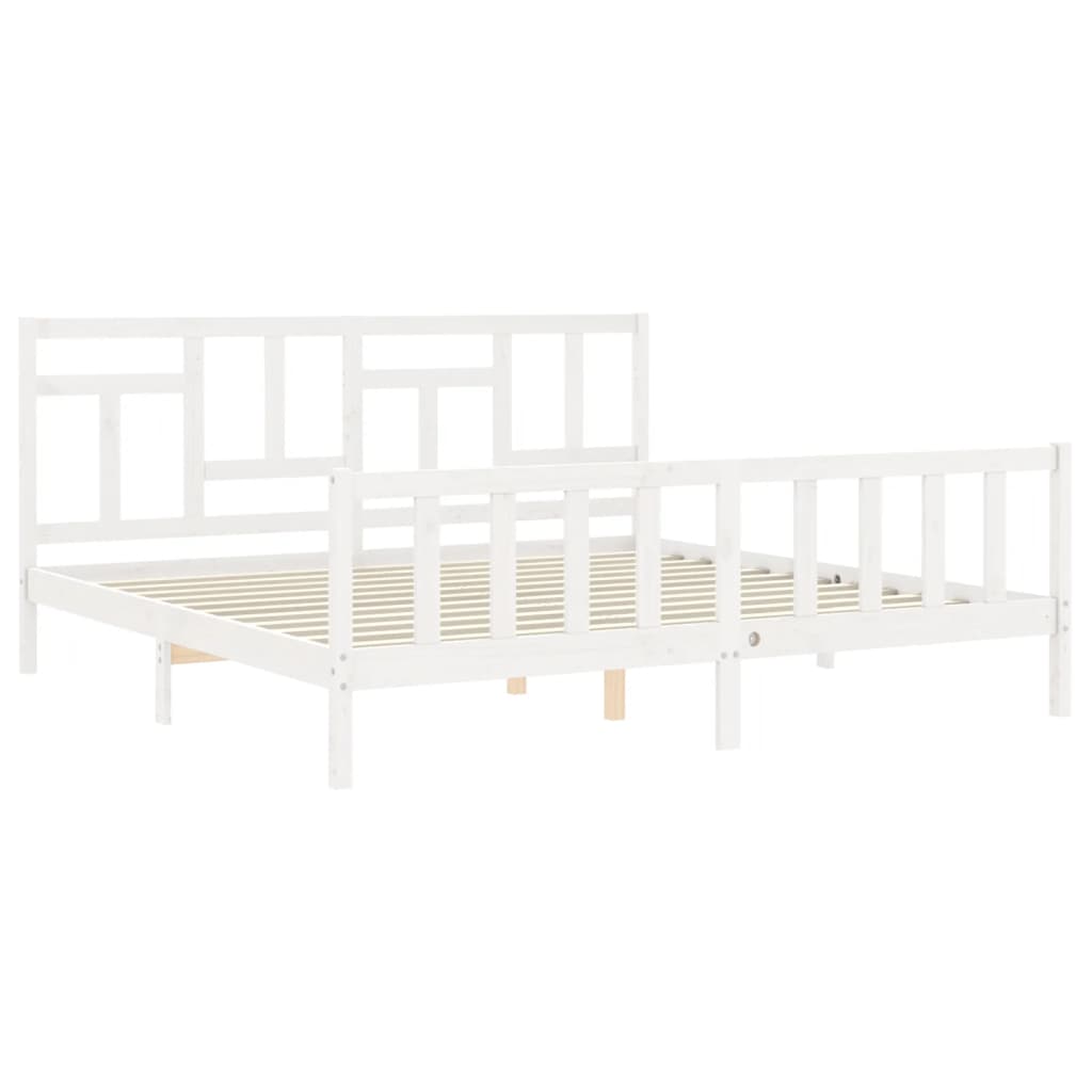 Bed Frame without Mattress White 200x200 cm Solid Wood Pine