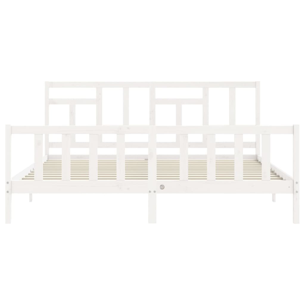 Bed Frame without Mattress White 200x200 cm Solid Wood Pine
