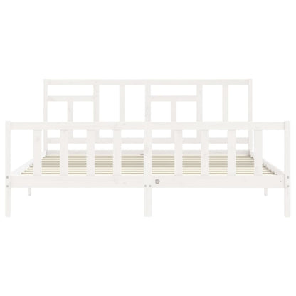 Bed Frame without Mattress White 200x200 cm Solid Wood Pine