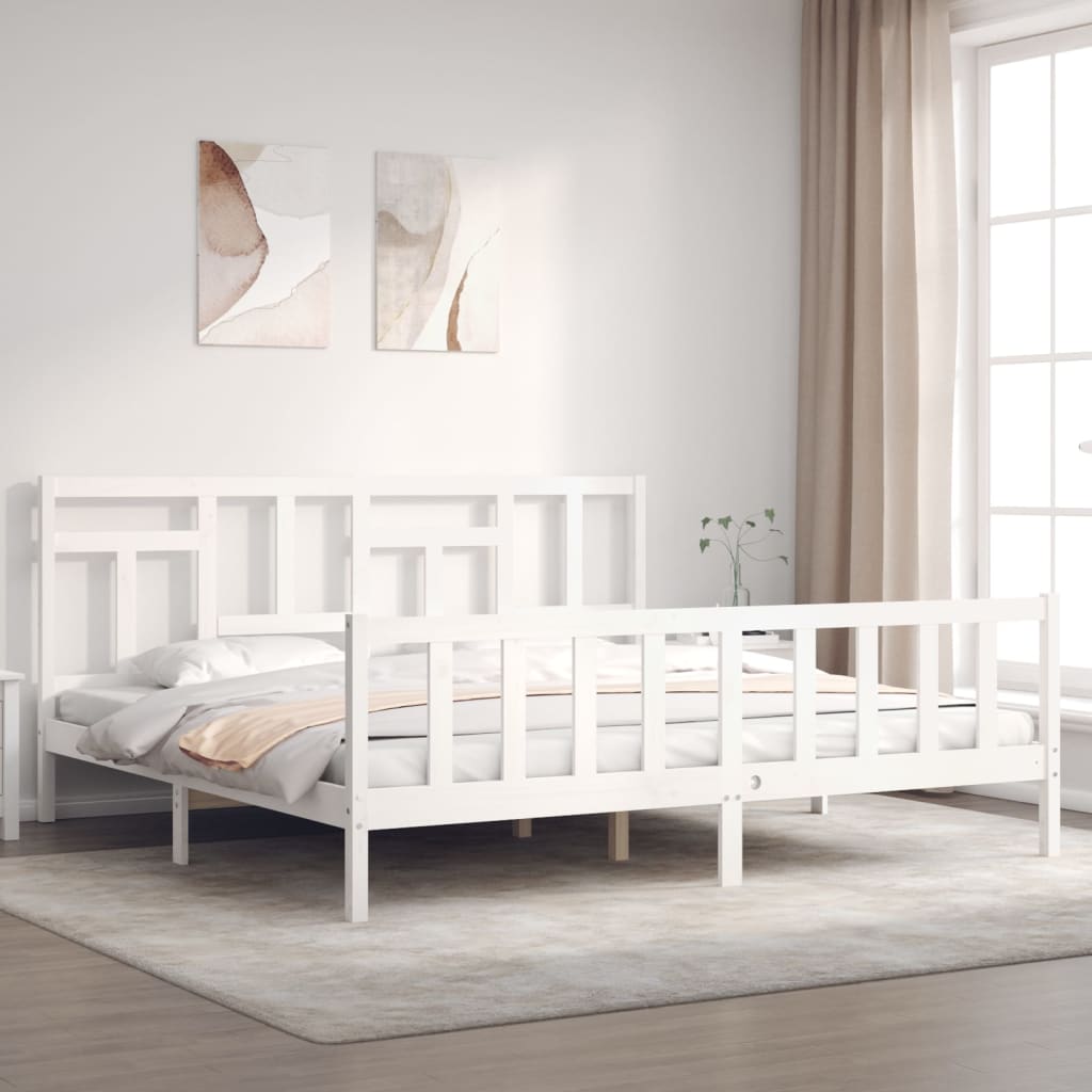 Bed Frame without Mattress White 200x200 cm Solid Wood Pine