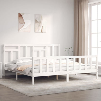 Bed Frame without Mattress White 200x200 cm Solid Wood Pine