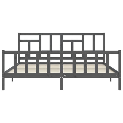 Bed Frame without Mattress Grey 200x200 cm Solid Wood Pine