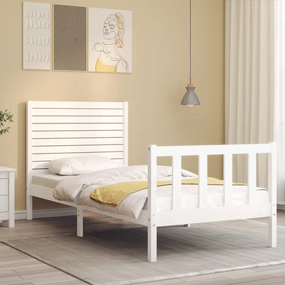 Bed Frame without Mattress White Single Solid Wood Pine