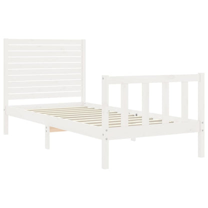 Bed Frame without Mattress White Single Solid Wood Pine