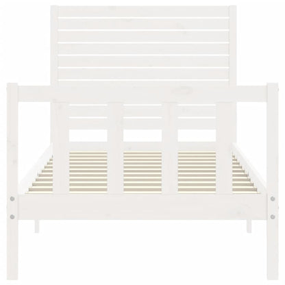 Bed Frame without Mattress White Single Solid Wood Pine