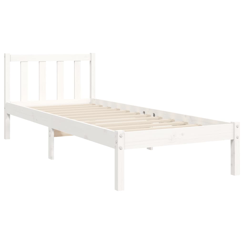 Bed Frame without Mattress White Single Solid Wood Pine