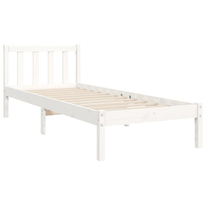 Bed Frame without Mattress White Single Solid Wood Pine