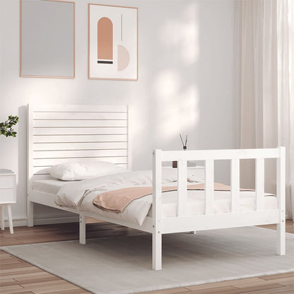 Bed Frame without Mattress White Single Solid Wood Pine