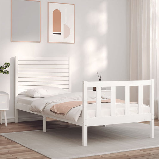 Bed Frame without Mattress White Single Solid Wood Pine