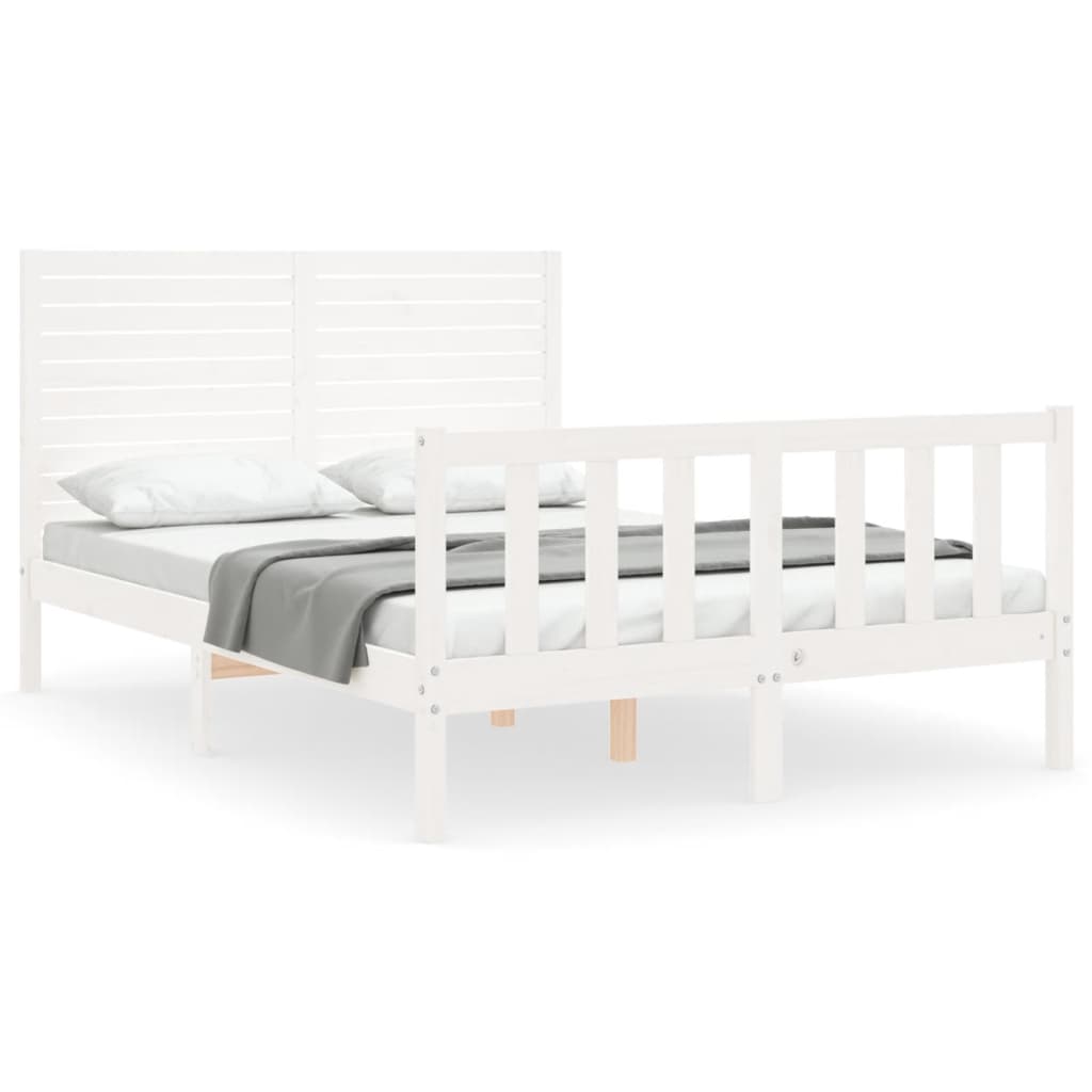 Bed Frame without Mattress White 140x200 cm Solid Wood Pine