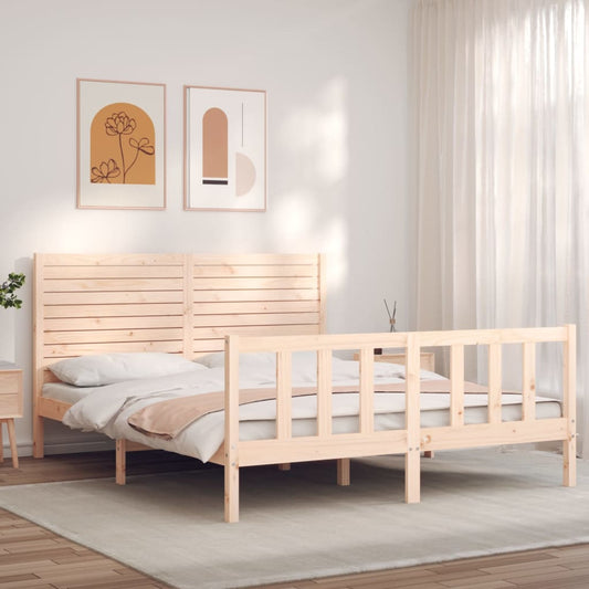 Bed Frame without Mattress King Size Solid Wood Pine