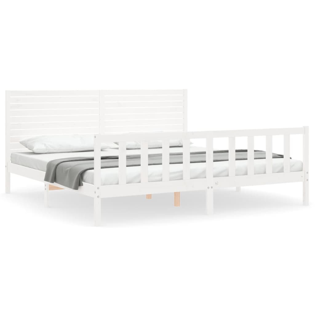 Bed Frame without Mattress White 200x200 cm Solid Wood Pine