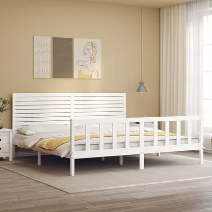 Bed Frame without Mattress White 200x200 cm Solid Wood Pine