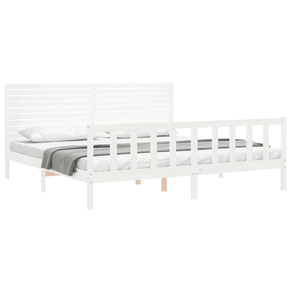 Bed Frame without Mattress White 200x200 cm Solid Wood Pine