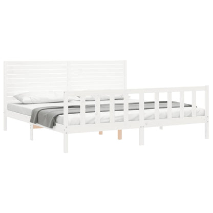 Bed Frame without Mattress White 200x200 cm Solid Wood Pine