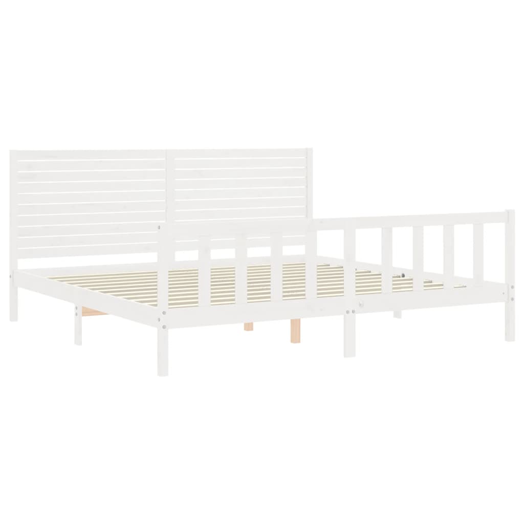 Bed Frame without Mattress White 200x200 cm Solid Wood Pine