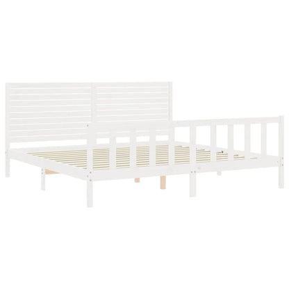 Bed Frame without Mattress White 200x200 cm Solid Wood Pine