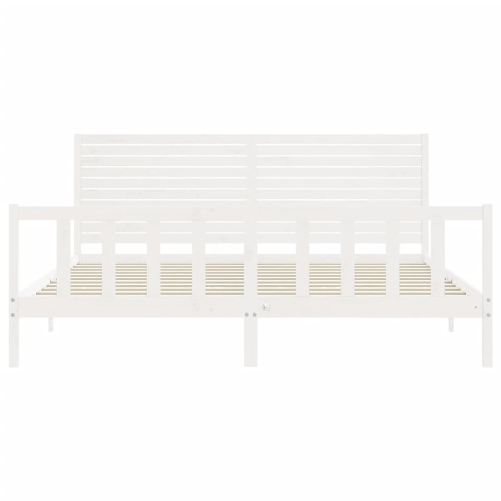 Bed Frame without Mattress White 200x200 cm Solid Wood Pine