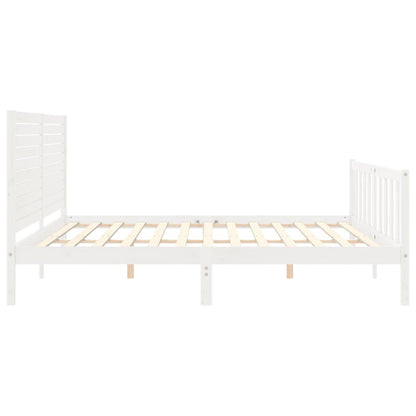 Bed Frame without Mattress White 200x200 cm Solid Wood Pine