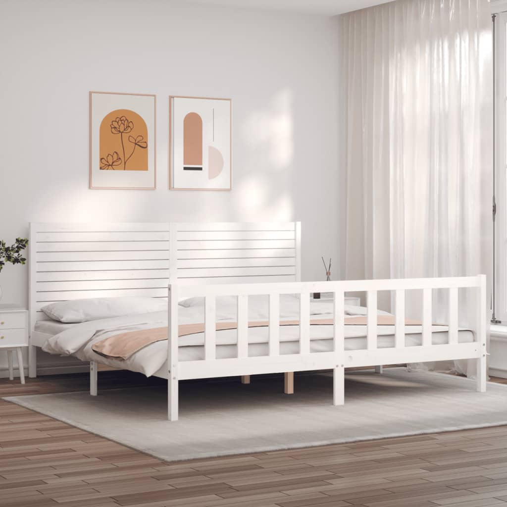 Bed Frame without Mattress White 200x200 cm Solid Wood Pine