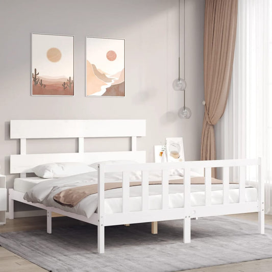 Bed Frame without Mattress White 160x200 cm Solid Wood Pine
