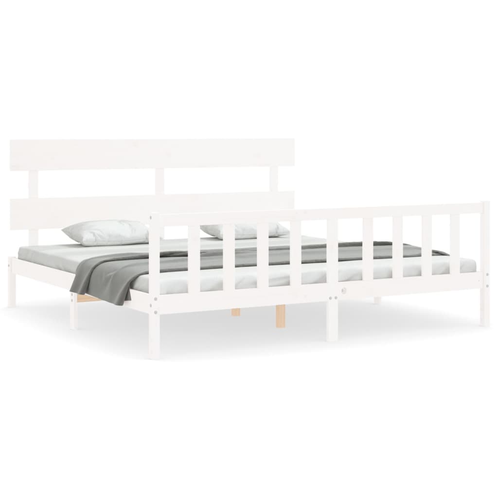 Bed Frame without Mattress White 200x200 cm Solid Wood Pine