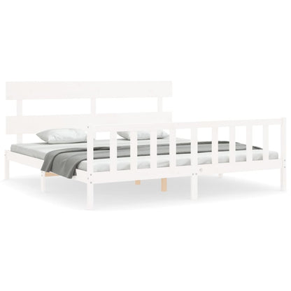 Bed Frame without Mattress White 200x200 cm Solid Wood Pine