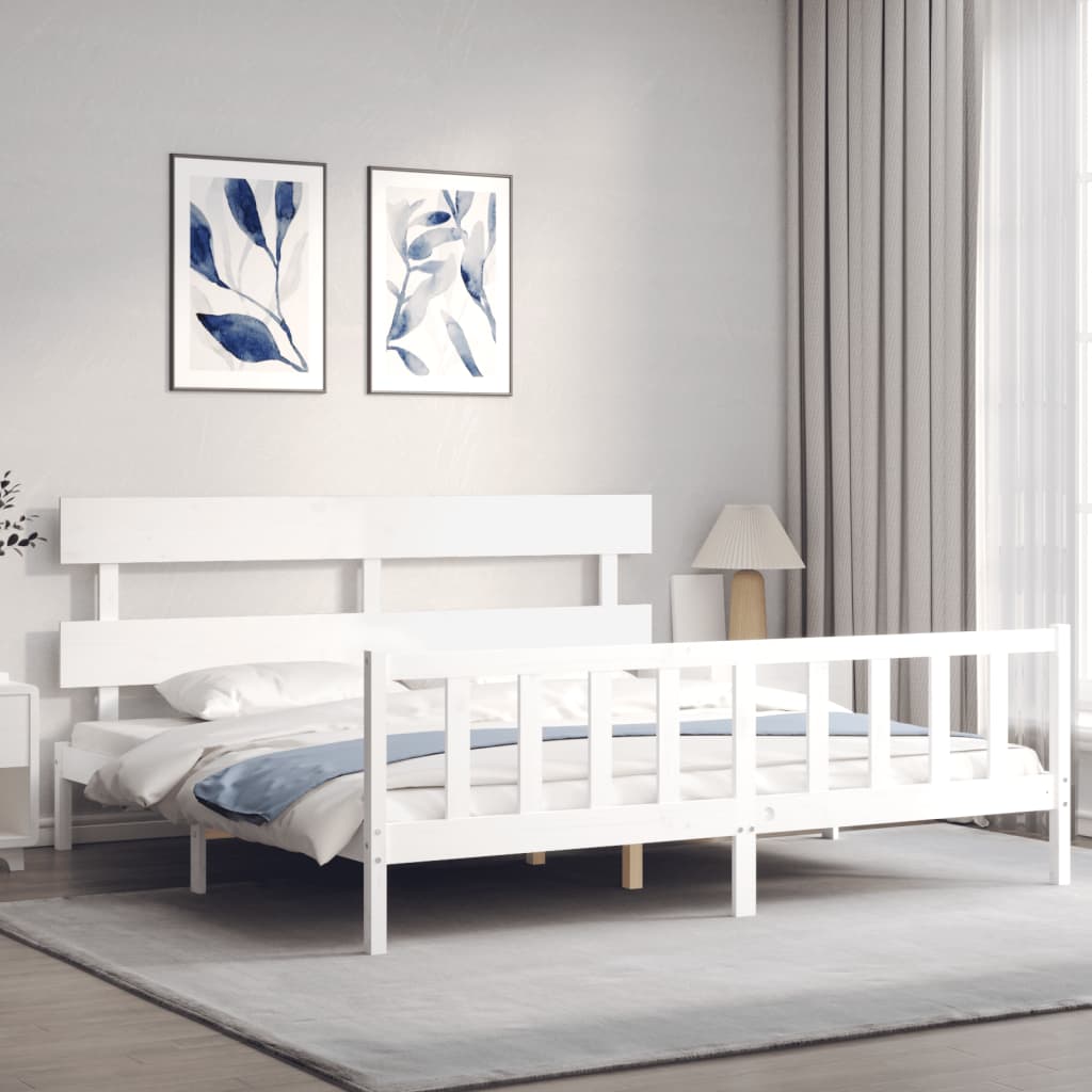 Bed Frame without Mattress White 200x200 cm Solid Wood Pine