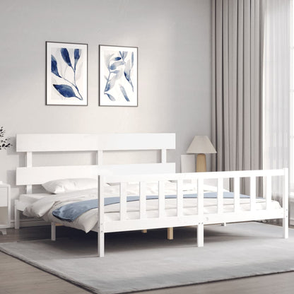 Bed Frame without Mattress White 200x200 cm Solid Wood Pine