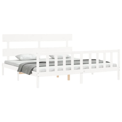 Bed Frame without Mattress White 200x200 cm Solid Wood Pine
