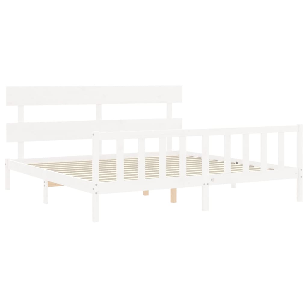 Bed Frame without Mattress White 200x200 cm Solid Wood Pine
