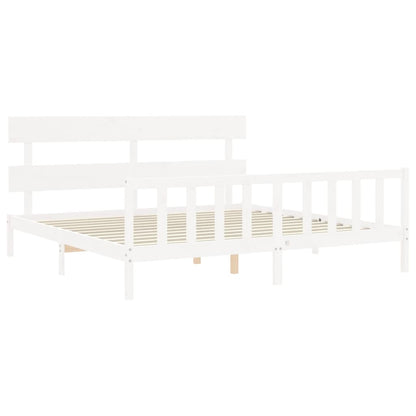 Bed Frame without Mattress White 200x200 cm Solid Wood Pine