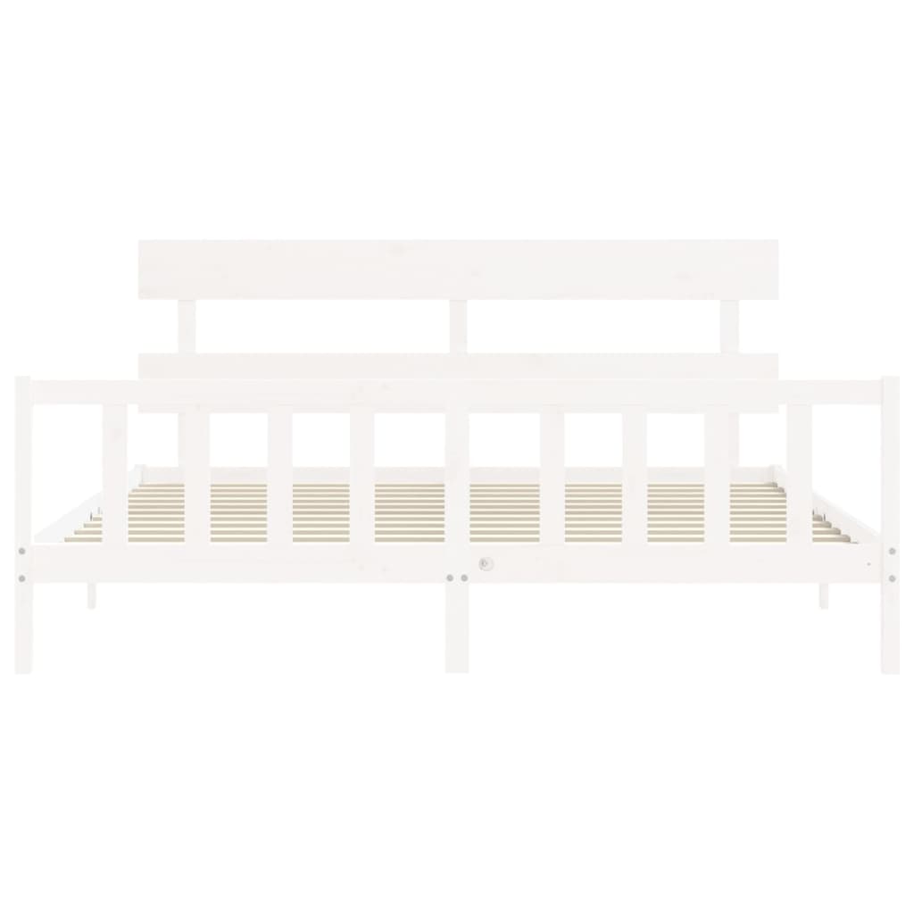 Bed Frame without Mattress White 200x200 cm Solid Wood Pine