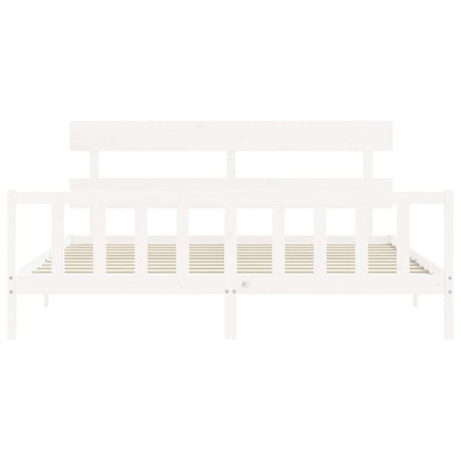 Bed Frame without Mattress White 200x200 cm Solid Wood Pine