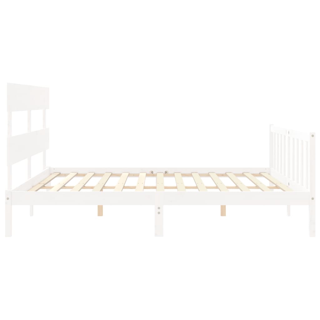 Bed Frame without Mattress White 200x200 cm Solid Wood Pine