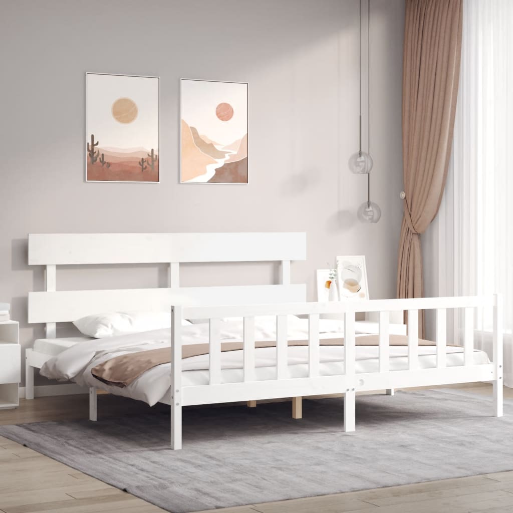 Bed Frame without Mattress White 200x200 cm Solid Wood Pine