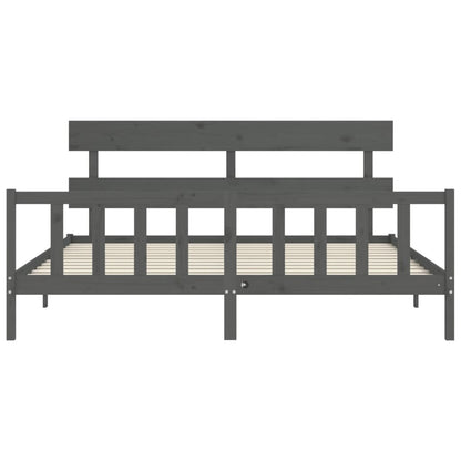 Bed Frame without Mattress Grey 200x200 cm Solid Wood Pine
