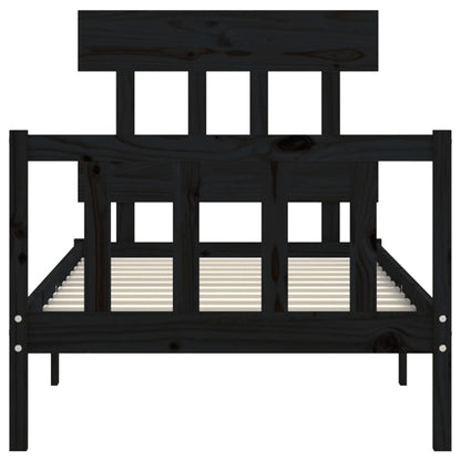 Bed Frame without Mattress Black Small Single Solid Wood Pine