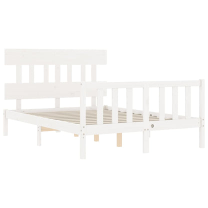 Bed Frame without Mattress White 140x190 cm Solid Wood Pine