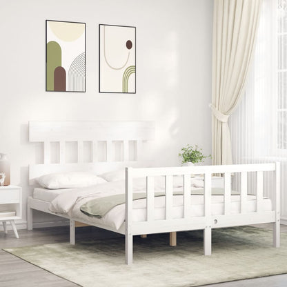 Bed Frame without Mattress White 140x190 cm Solid Wood Pine