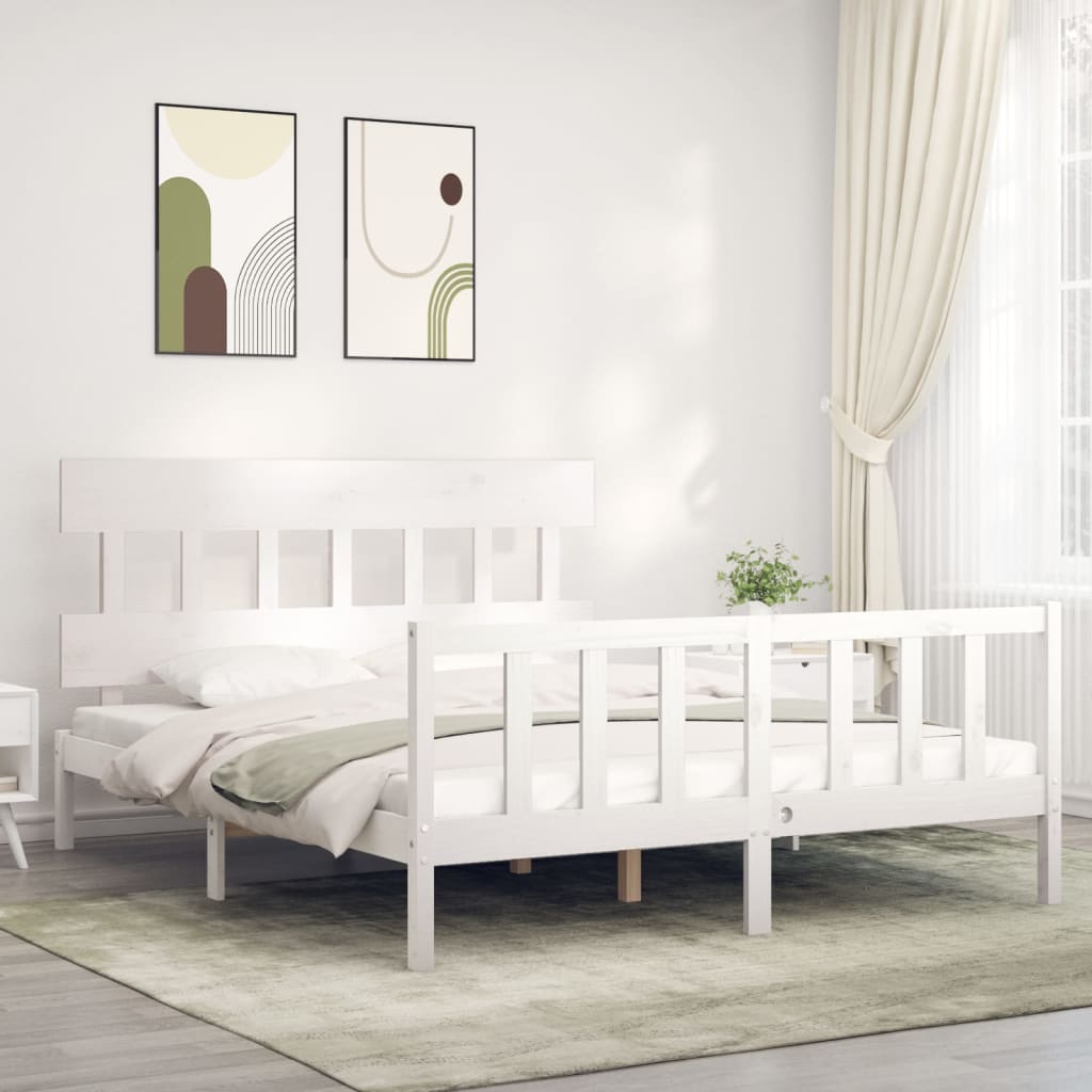 Bed Frame without Mattress White 160x200 cm Solid Wood Pine