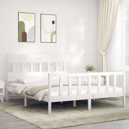 Bed Frame without Mattress White 160x200 cm Solid Wood Pine